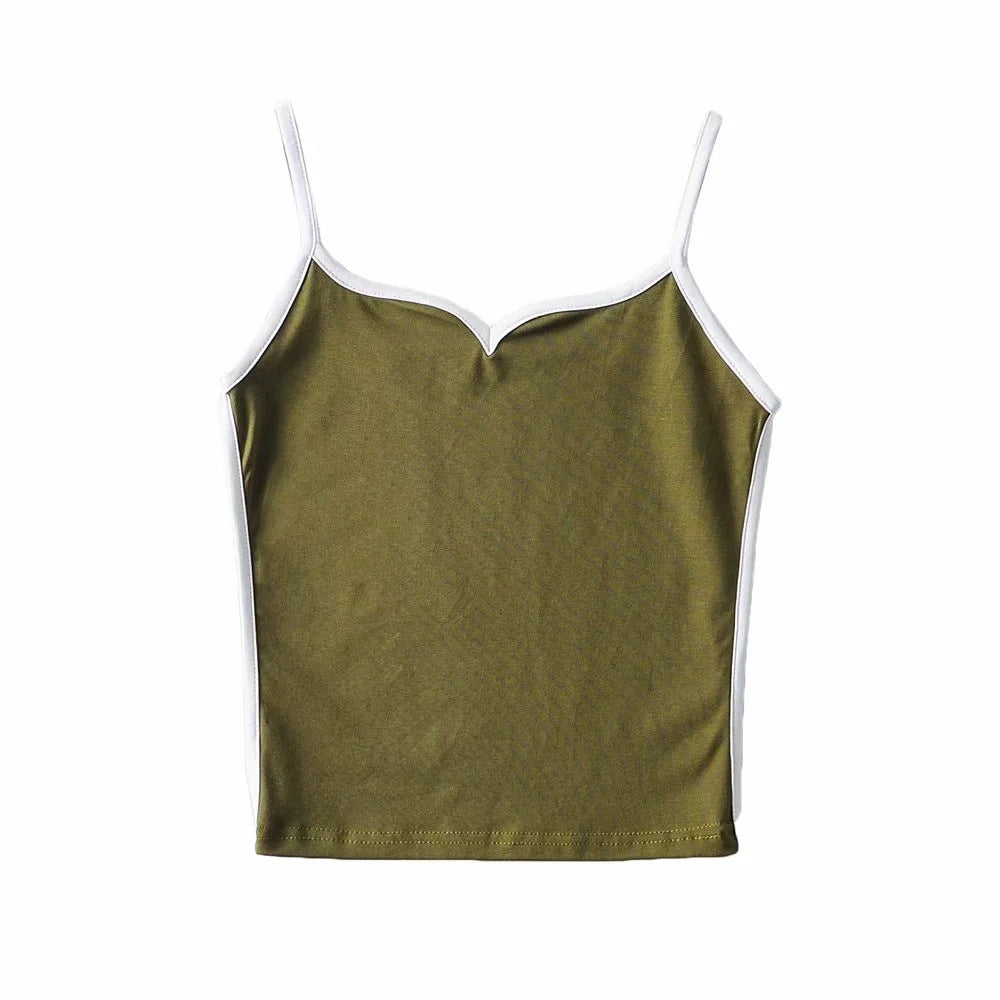 jinran dresses Kendou Blogger Hot-Selling Chicken Collar Sling 2024 Summer Edge Contrast Color Sexy Outer Wear Short Vest