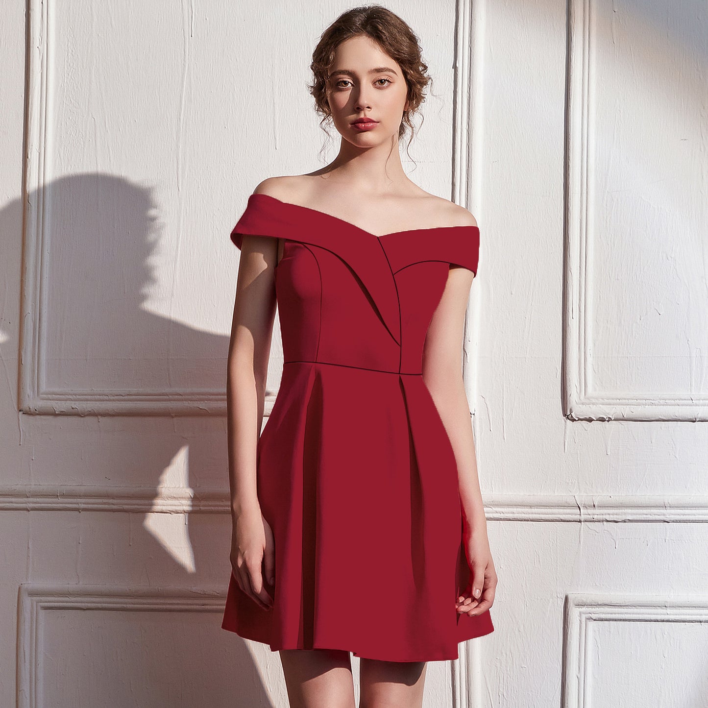 2025 Evening dress women's high-end high-end temperament socialites banquet small people with one-word shoulders can usually wear short dresses