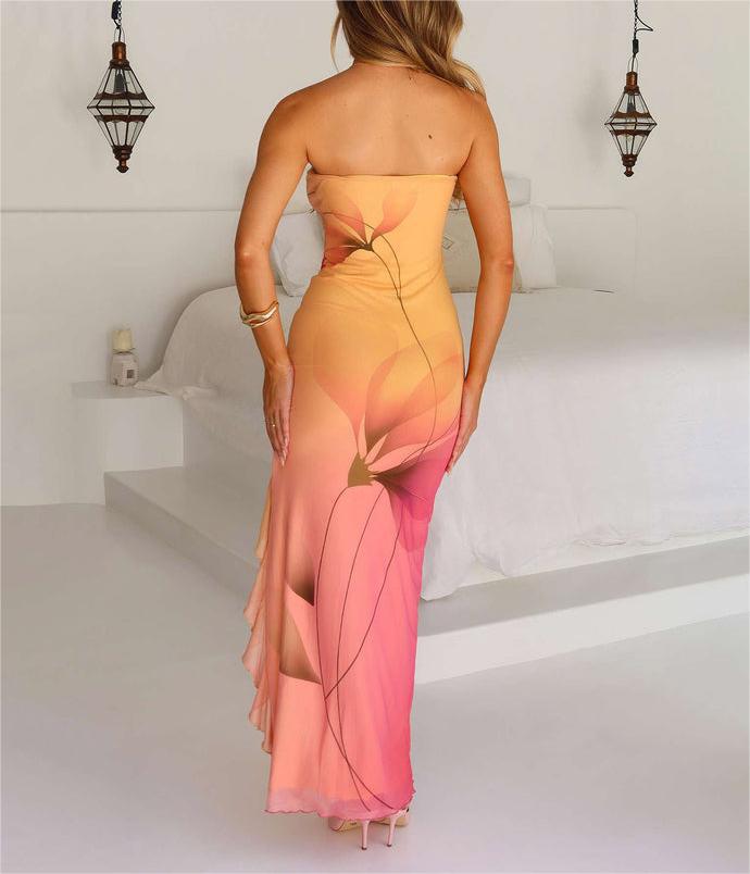 jinran calico hair Sexy Women's New Knitted Backless Lace-up Dress Slim Backless Hip Skirt