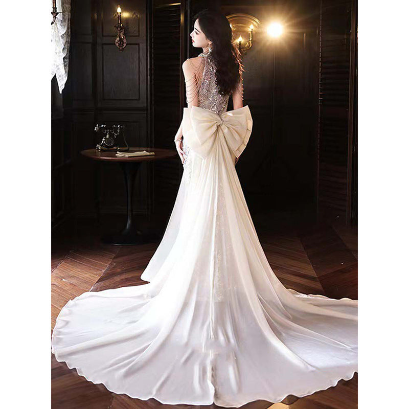 jinran pink dress Banquet Host Evening Dress 2024 New Style Style Birthday Party Socialite Elegant French Light Luxury Fishtail