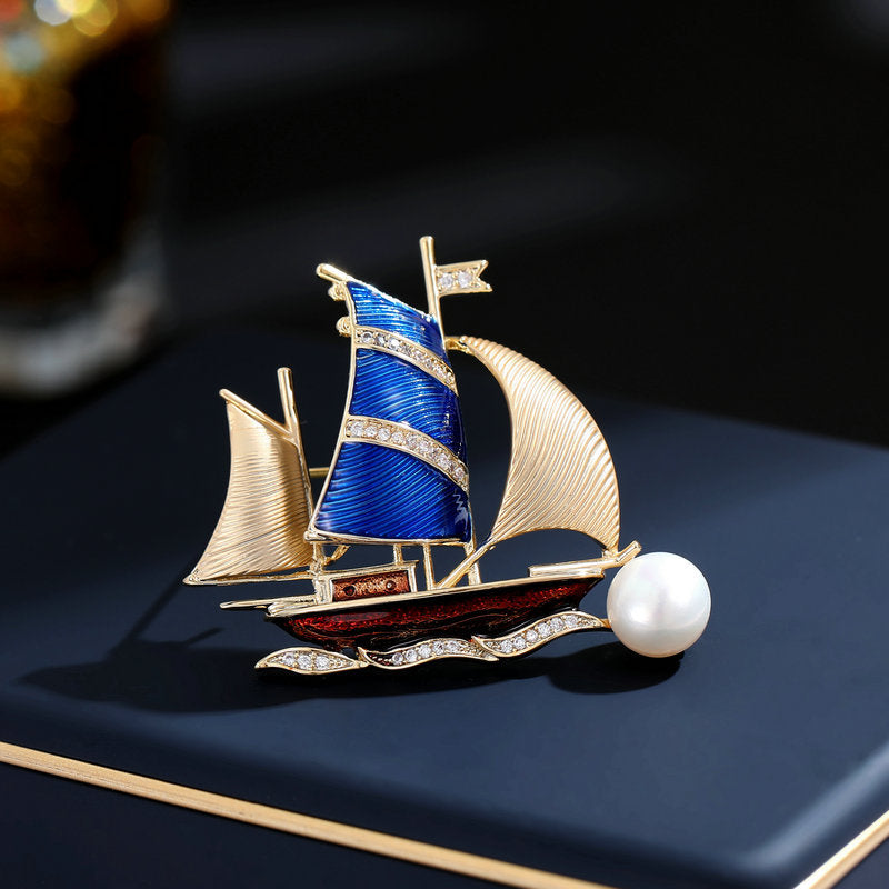 2025 Unisex blazer accessories high-end inlaid freshwater pearls smooth sailing high-end brooch wholesale