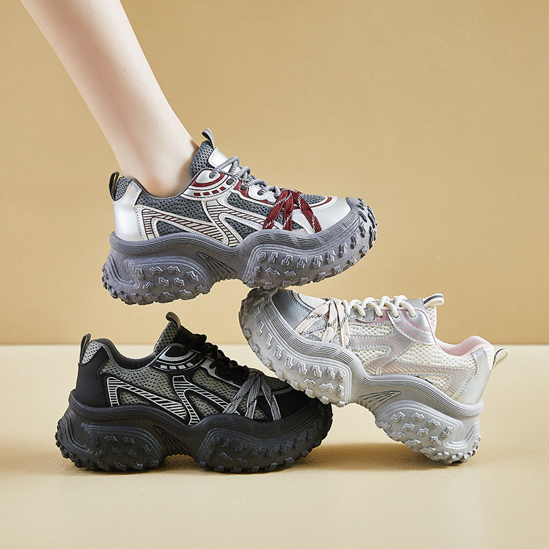 2025 ins Korean version of the new dad shoes girl spring student sports running casual thick sole height increase street shot M-98