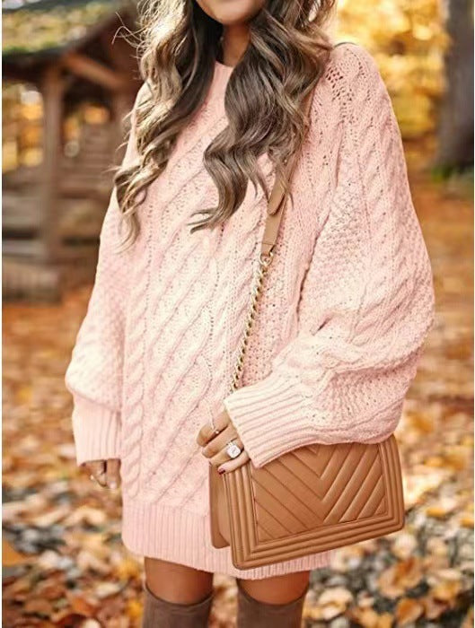 jinran fall trends 2024 outfits 2024 Knitwear Women's Long Sleeve Loose Half Turtleneck Collar Thick Needle Pullover plus Size Solid Color Sweater Coat Autumn and Winter