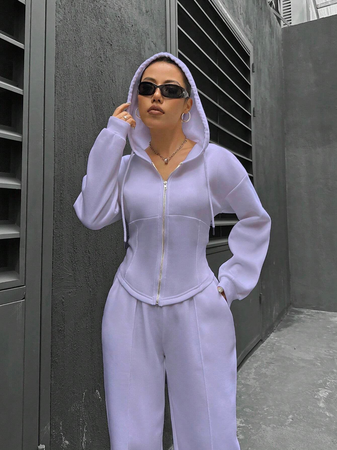2025 spring and autumn new two-piece set New trend hooded cardigan slim casual two-piece suit women