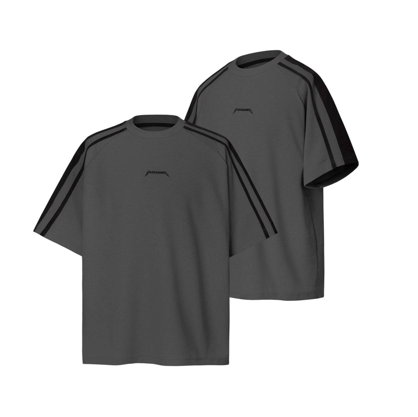2025 9511 2025n Street 2025 Summer Deconstruction Stripe Design Men's Premium Sense Neutral Waffle Short Sleeve T-Shirt