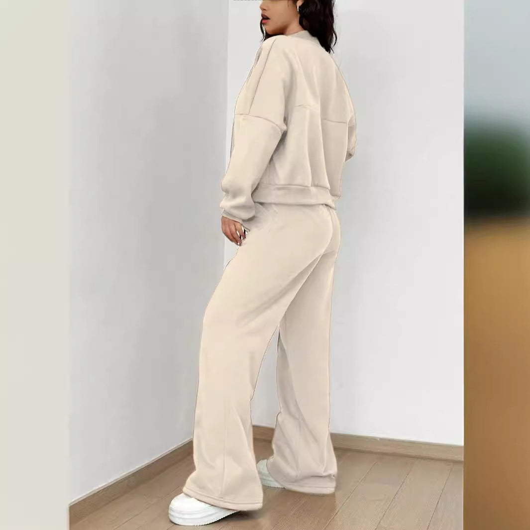 2025 spring and autumn new two-piece set New trend cardigan zipper slim elastic two-piece set women