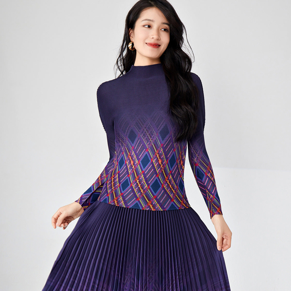 2025 women's t-shirt top Nanyou high-end women's clothing wholesale high-end fashion printed slim-fitting long-sleeved top