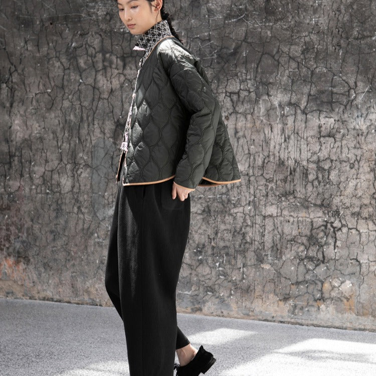 2025 Cotton clothes short women, literary and artistic two-piece set, warm and light top 211111-A swing skirt 211110