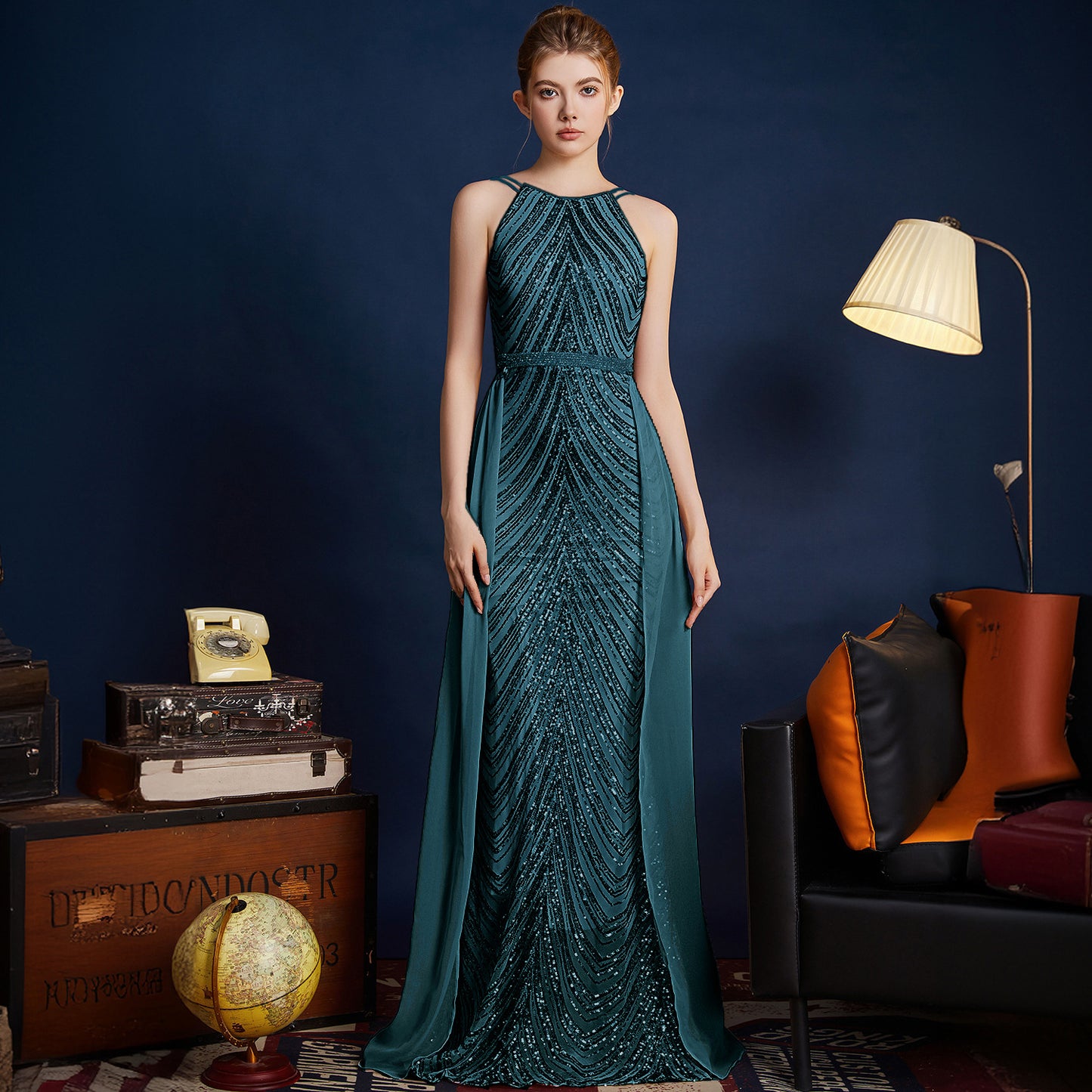 2025 Evening dress dress women's niche light luxury high-end exquisite temperament celebrity style banquet wear slim sequined long dress