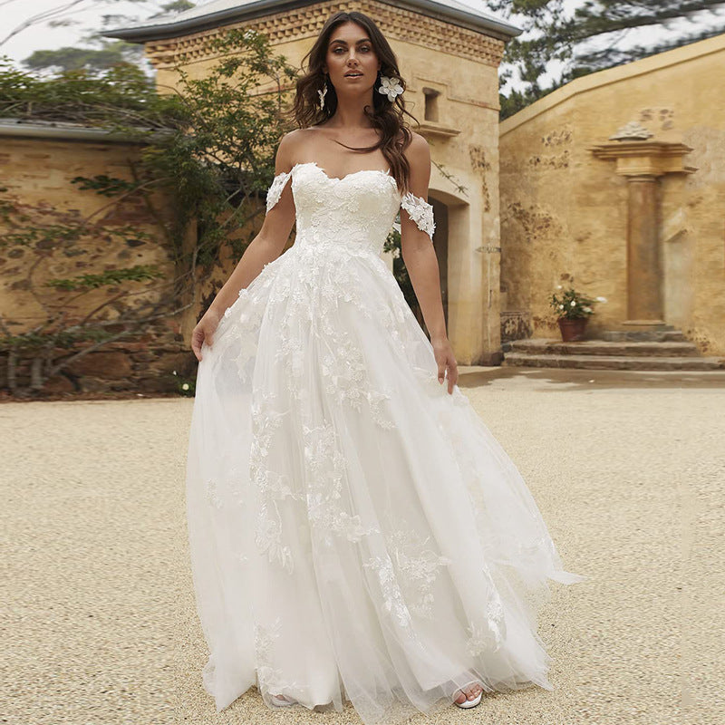 jinran dress to impress New Summer New off-Shoulder Tube Top White Wedding Dress Sexy Elegant Fashion Slim Slimming Light Yarn