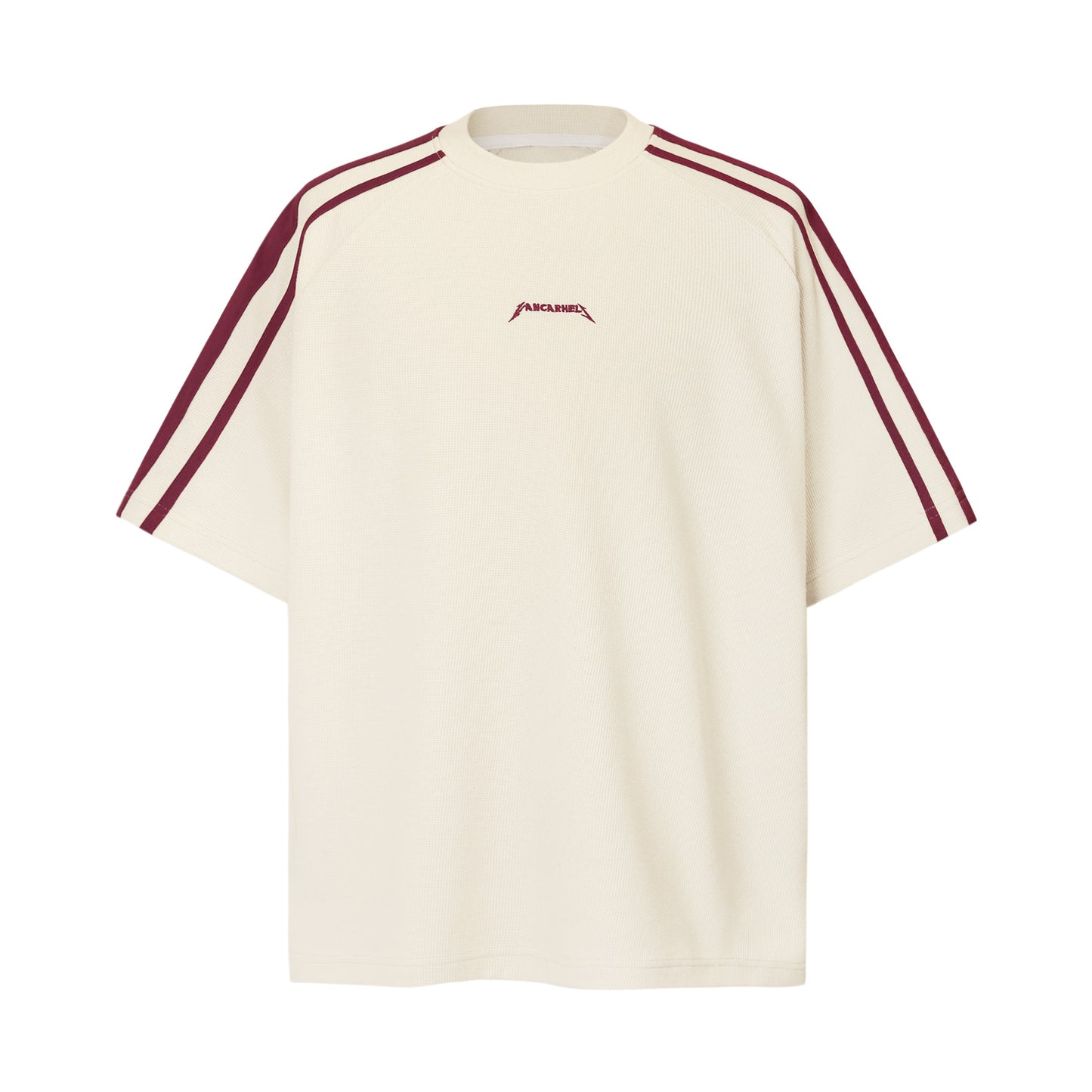 2025 9511 2025n Street 2025 Summer Deconstruction Stripe Design Men's Premium Sense Neutral Waffle Short Sleeve T-Shirt