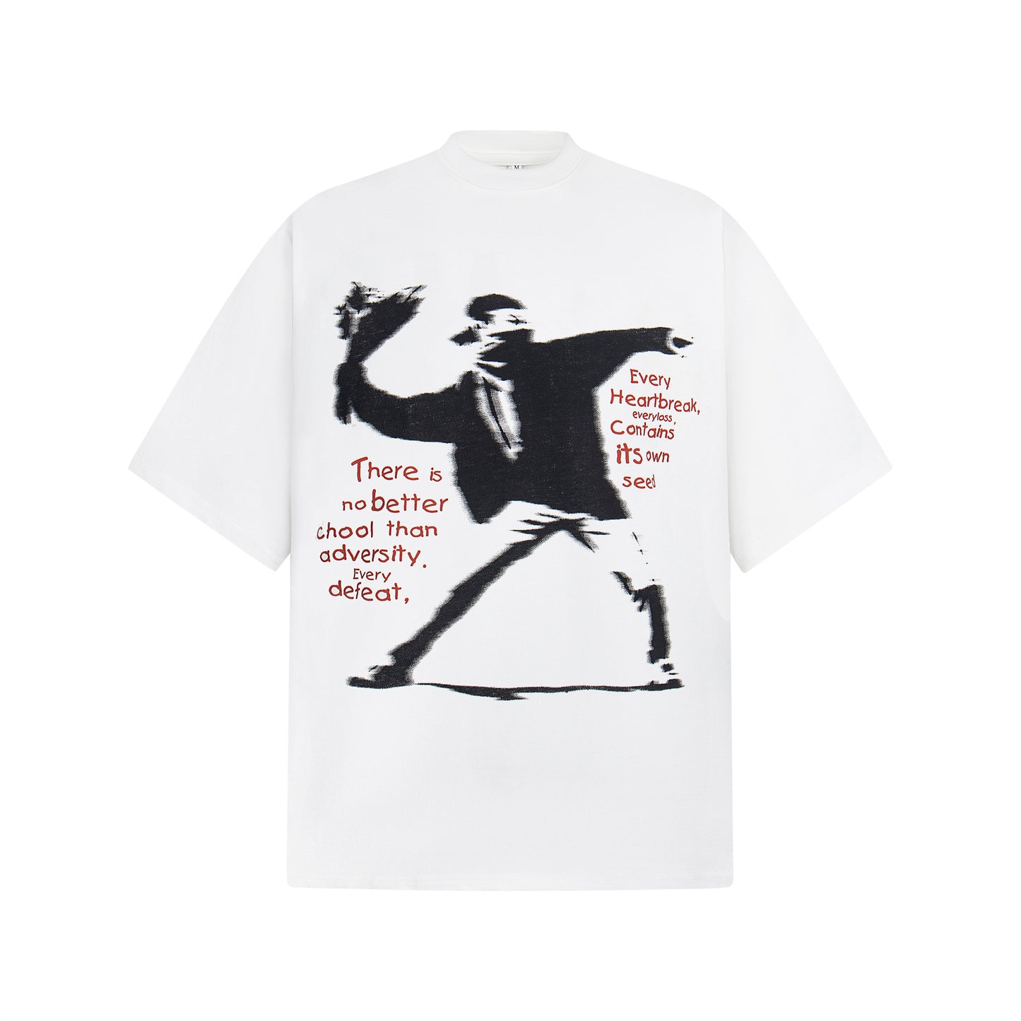 2025 2644 2025n Street 2025 Vintage Creative Character Design Men's Loose High Sense Heavy 300 Short Sleeve T-Shirt