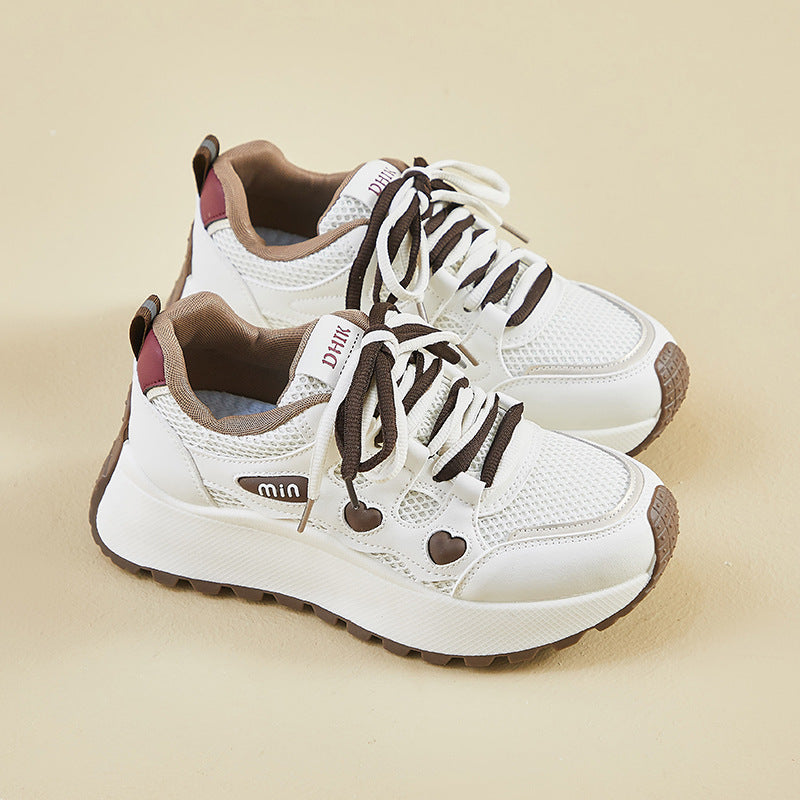 2025 ins Korean version of the new dad shoes girl spring student sports running casual thick sole height increase street shot BN029