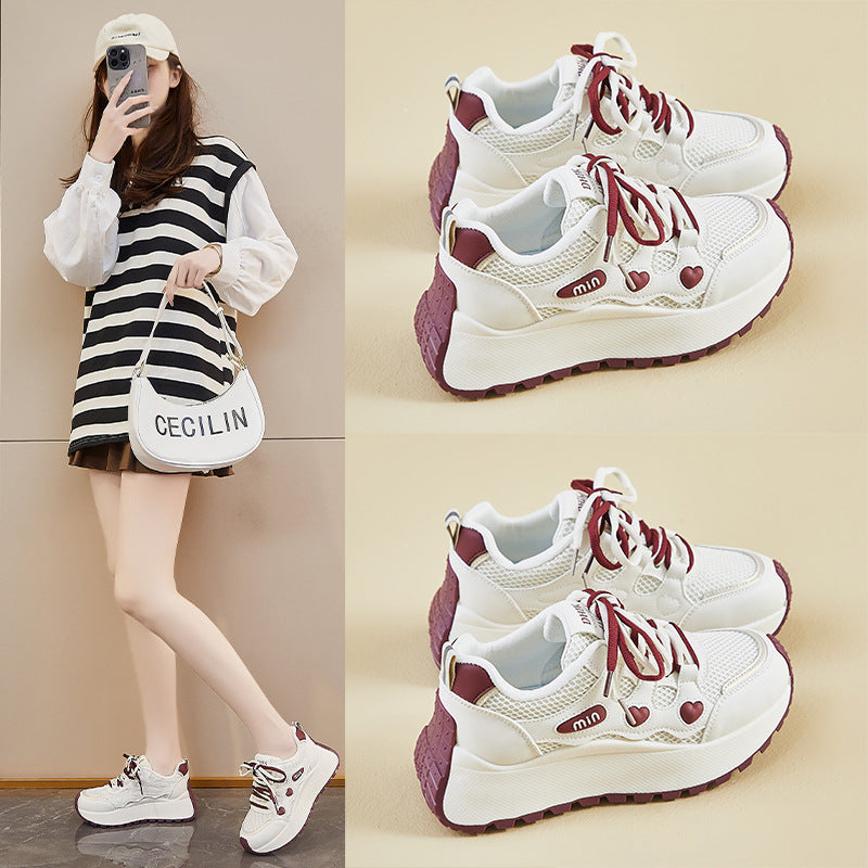 2025 ins Korean version of the new dad shoes girl spring student sports running casual thick sole height increase street shot BN029