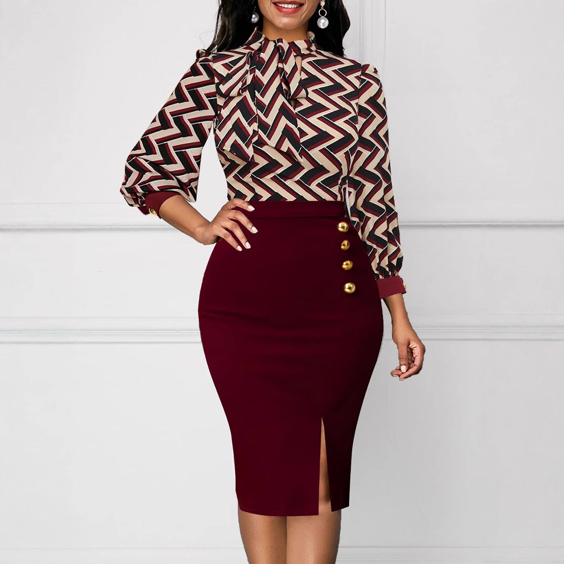 jinran 2000s fashion Sm12191 New Sexy Fashion Digital Printing Autumn and Winter Long Sleeve Women's Clothing Dress suit
