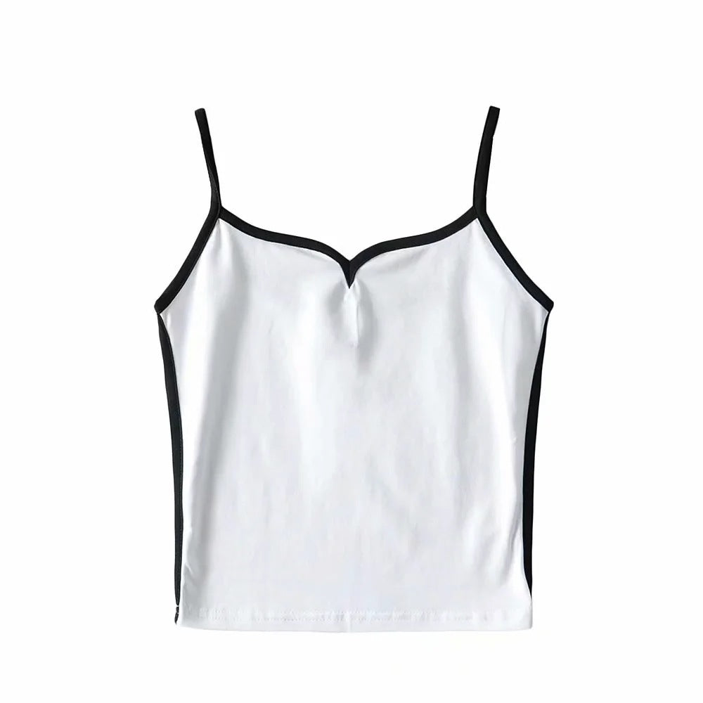 jinran dresses Kendou Blogger Hot-Selling Chicken Collar Sling 2024 Summer Edge Contrast Color Sexy Outer Wear Short Vest