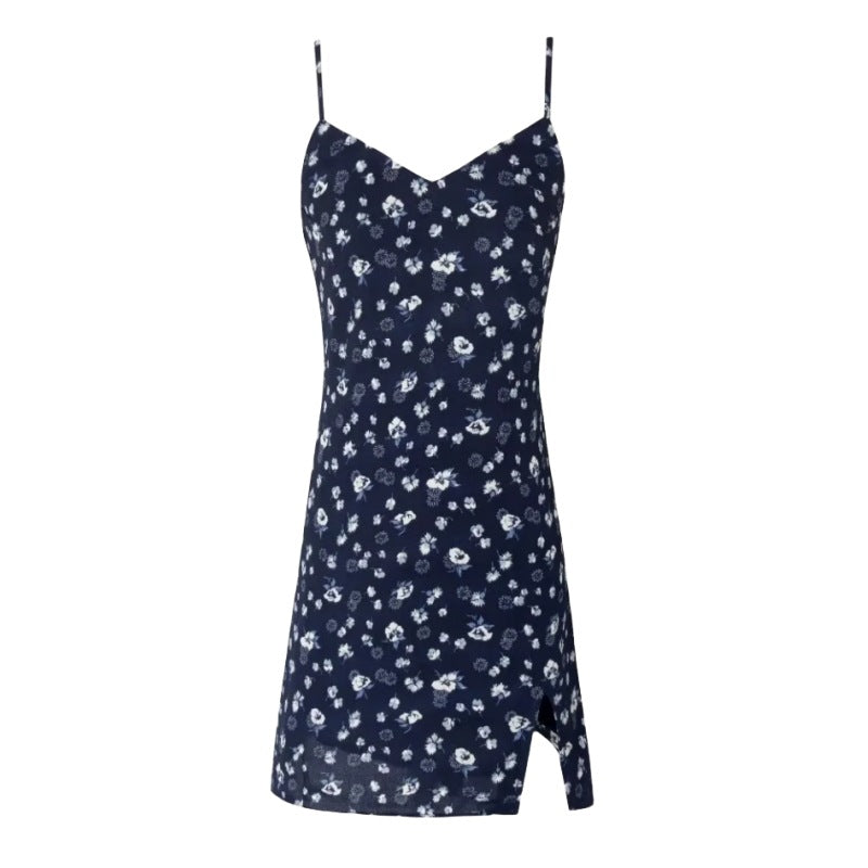 jinran work outfits women 2024 Summer New Women's Style Street Suspender Dress Hot Girl Lace-up Waist Slimming Printed Dress