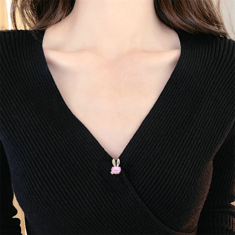 2025 South Korea's new temperament summer simple small neck needle cardigan shirt anti-light cute LOVE bunny spike needle