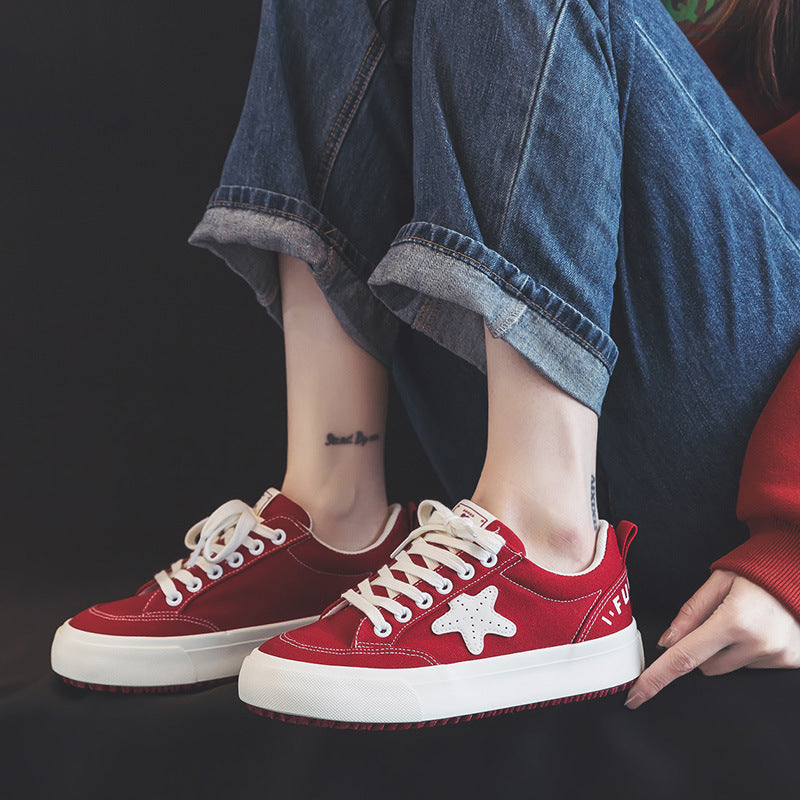 2025 ins tide Korean version of canvas shoes women spring new student running casual shoes board shoes Internet celebrity street shooting H983