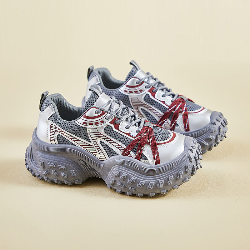 2025 ins Korean version of the new dad shoes girl spring student sports running casual thick sole height increase street shot M-98