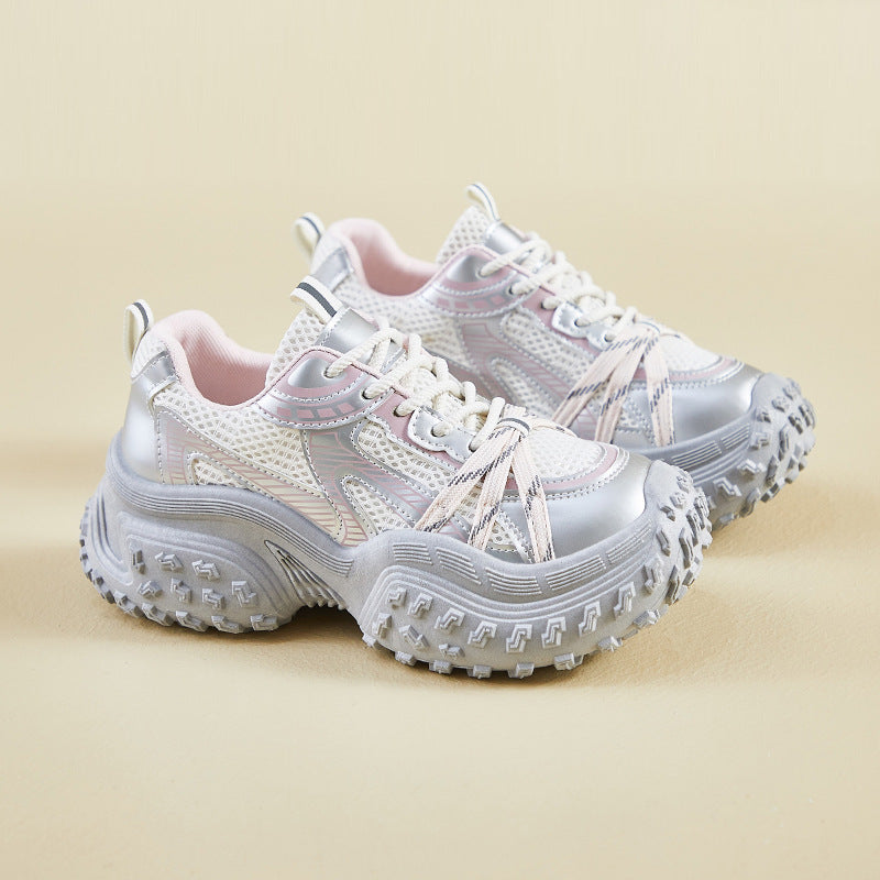 2025 ins Korean version of the new dad shoes girl spring student sports running casual thick sole height increase street shot M-98