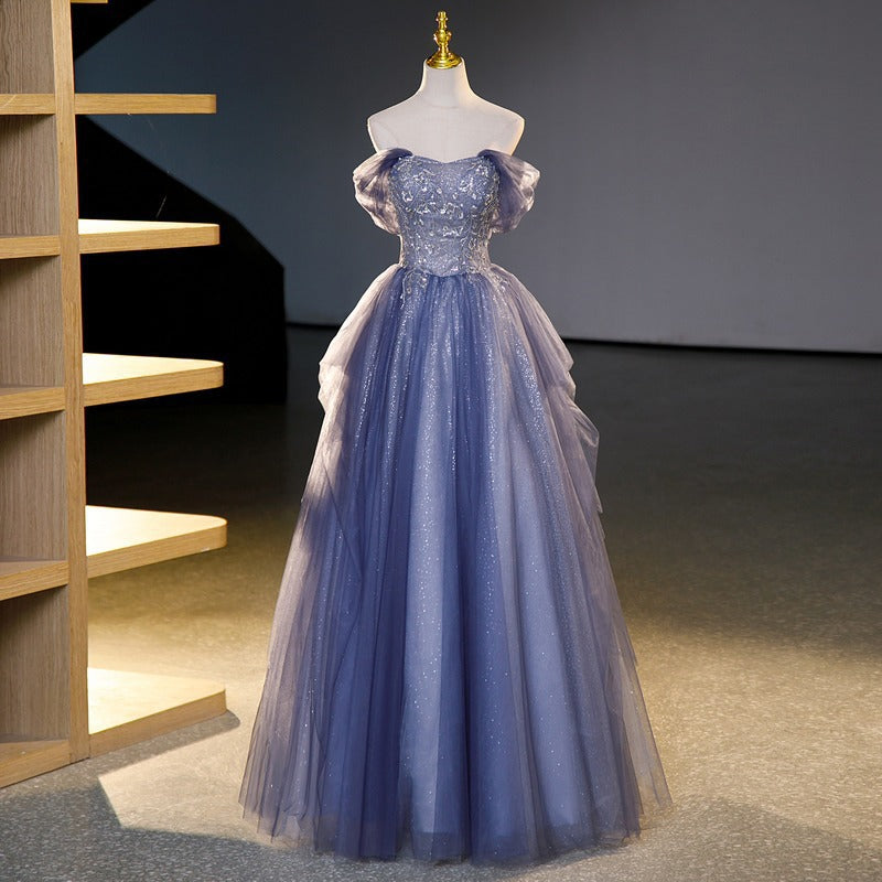 jinran prom dress French Evening Dress off-Shoulder 2024 New Pettiskirt Performance Host Dress for Women