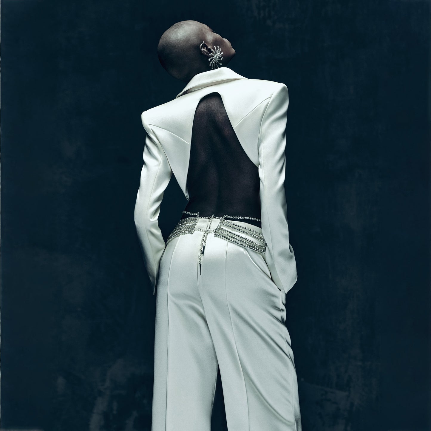 2025 high-end women's clothing backless short suit suit women's clothing high-end design waist chain slim suit New