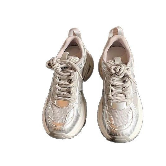 2025 2025 summer new fashion lightweight sports shoes breathable mesh cross flower thick sole heightening dad shoes women running