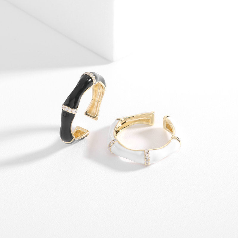 2025 Opening adjustable live ring tide temperament index finger tail ring simple niche design sense joint high bamboo ring