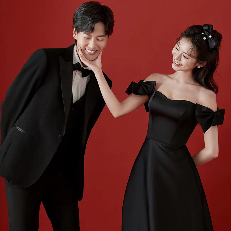 Black evening dress studio photo theme photography wedding engagement wedding photo dress couple dress photo evening dress