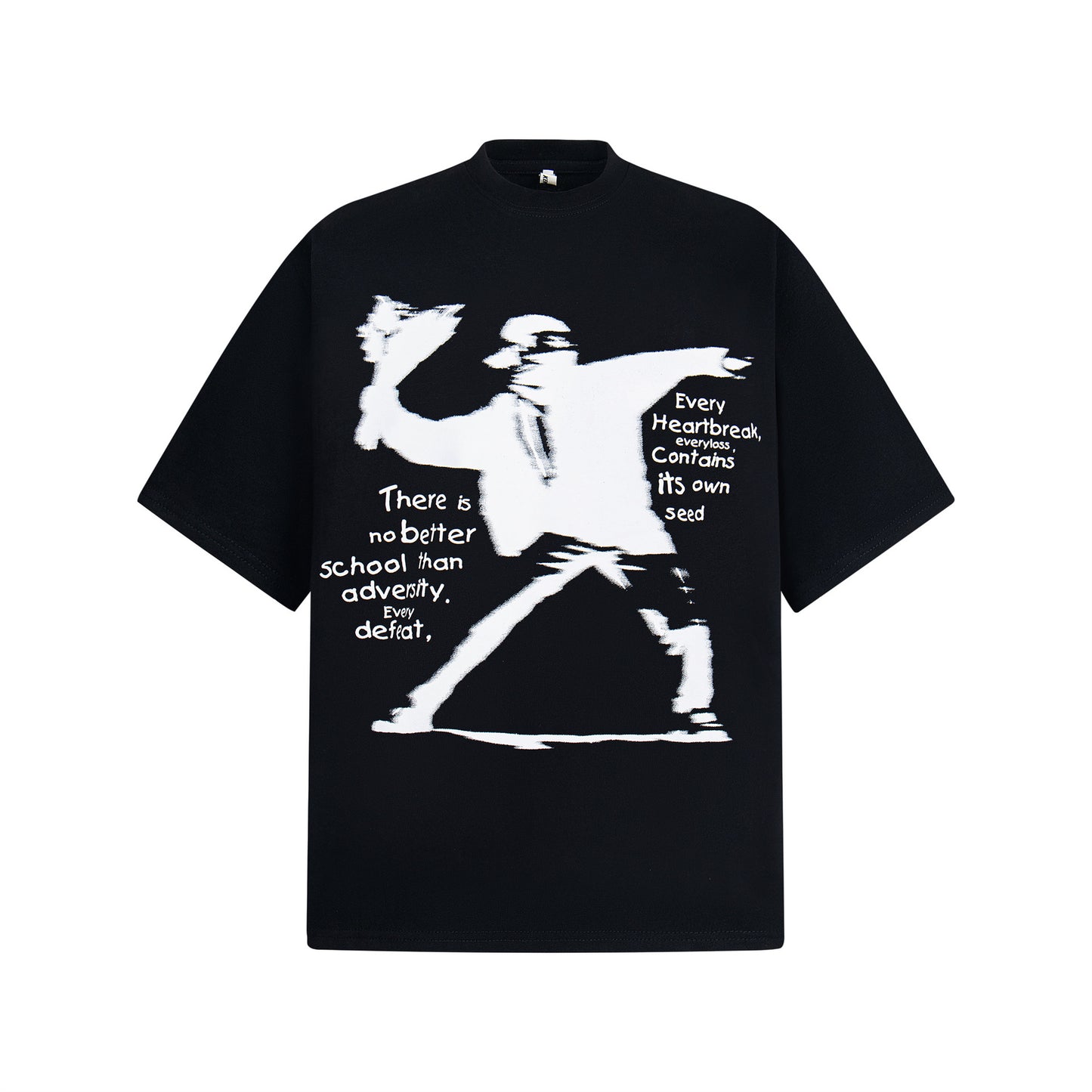 2025 2644 2025n Street 2025 Vintage Creative Character Design Men's Loose High Sense Heavy 300 Short Sleeve T-Shirt