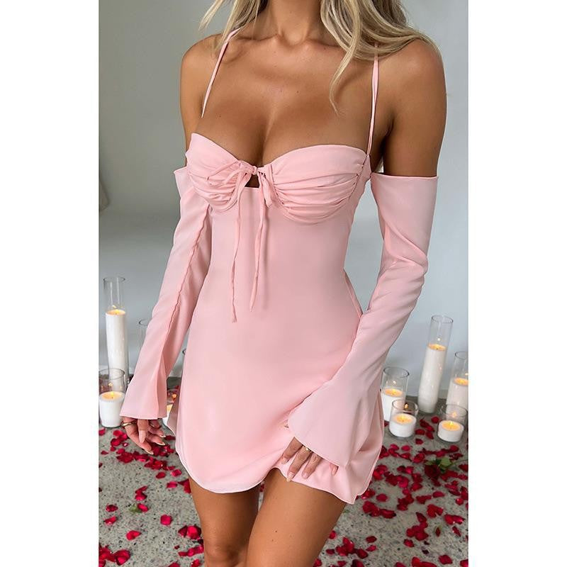 jinran cherry blossom dress to impress Sling Sexy Chest Strap Hollow out Dress Summer Fashion Hot Girl Short Skirt for Women