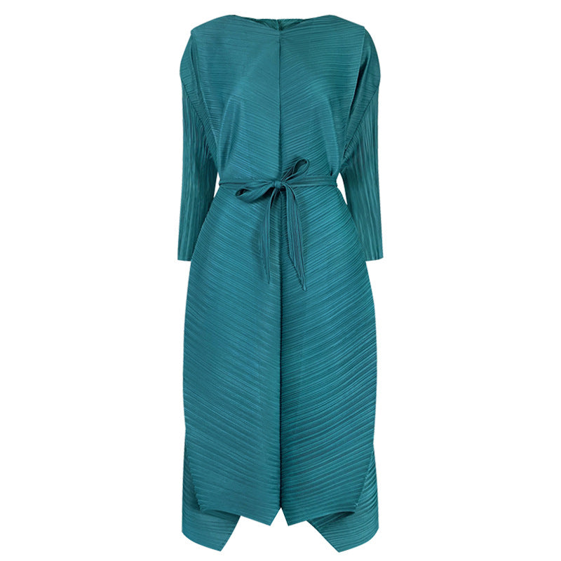 2025 spring new women's Middle East oversized loose design irregular waist long-sleeved dress skirt women's clothing