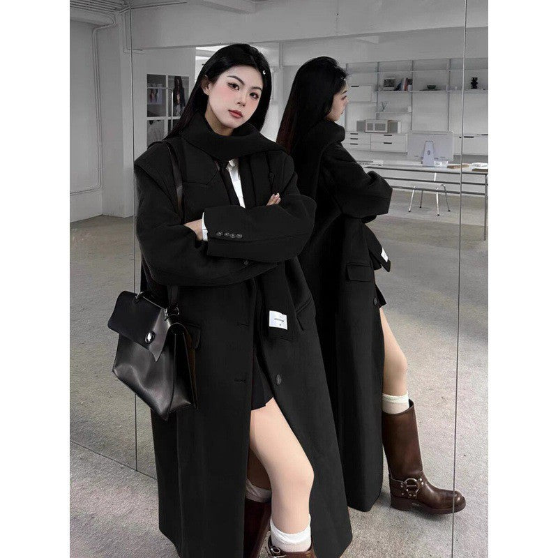 jinran dti outfits Long Woolen Coat New Autumn and Winter Korean Style Small Sense Hepburn Style Woolen Coat