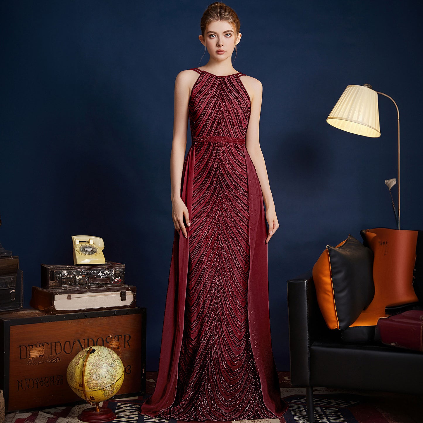 2025 Evening dress dress women's niche light luxury high-end exquisite temperament celebrity style banquet wear slim sequined long dress
