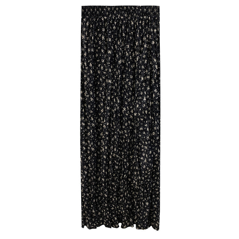 jinran 90s fashion Chiffon Floral Pleated Skirt for Women 2024 New Elegant Slimming A- line High Waist Dress