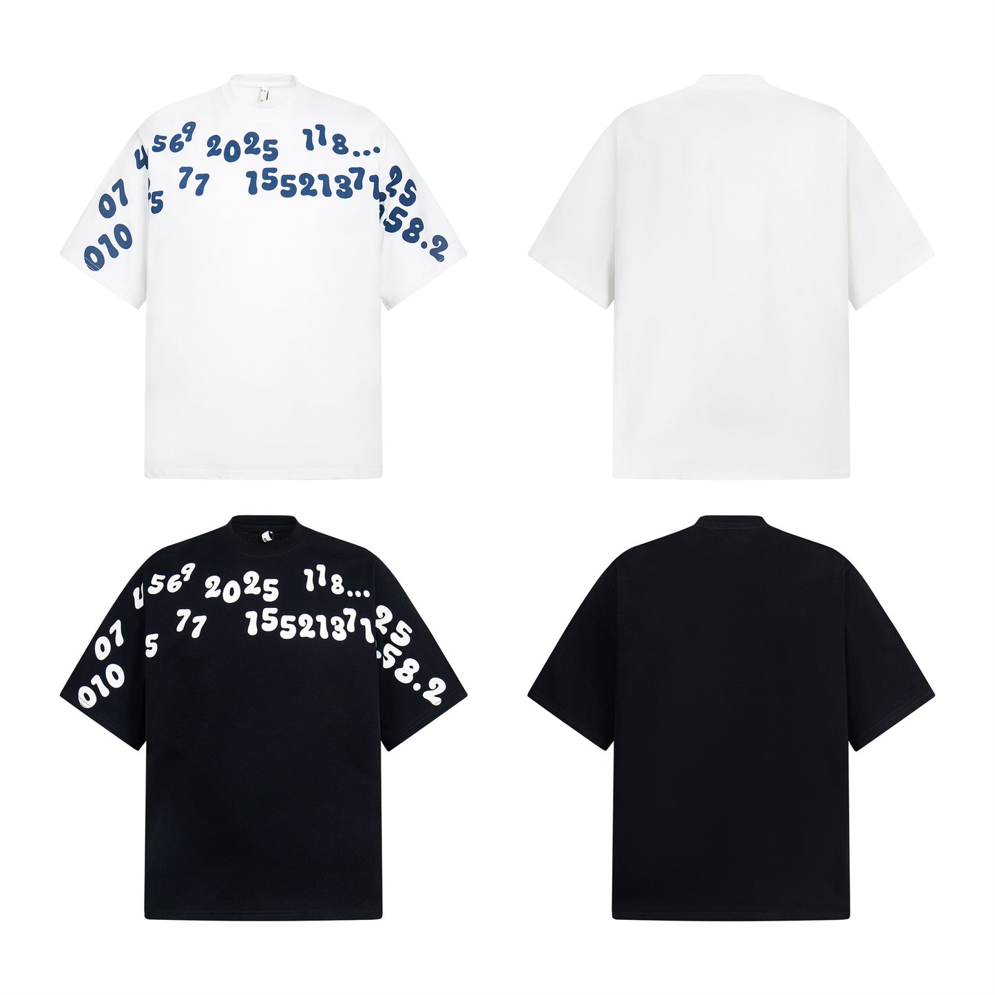 2025 3628 2025n street neutral retro letter pattern design men's loose high-end heavy short-sleeved T-shirt
