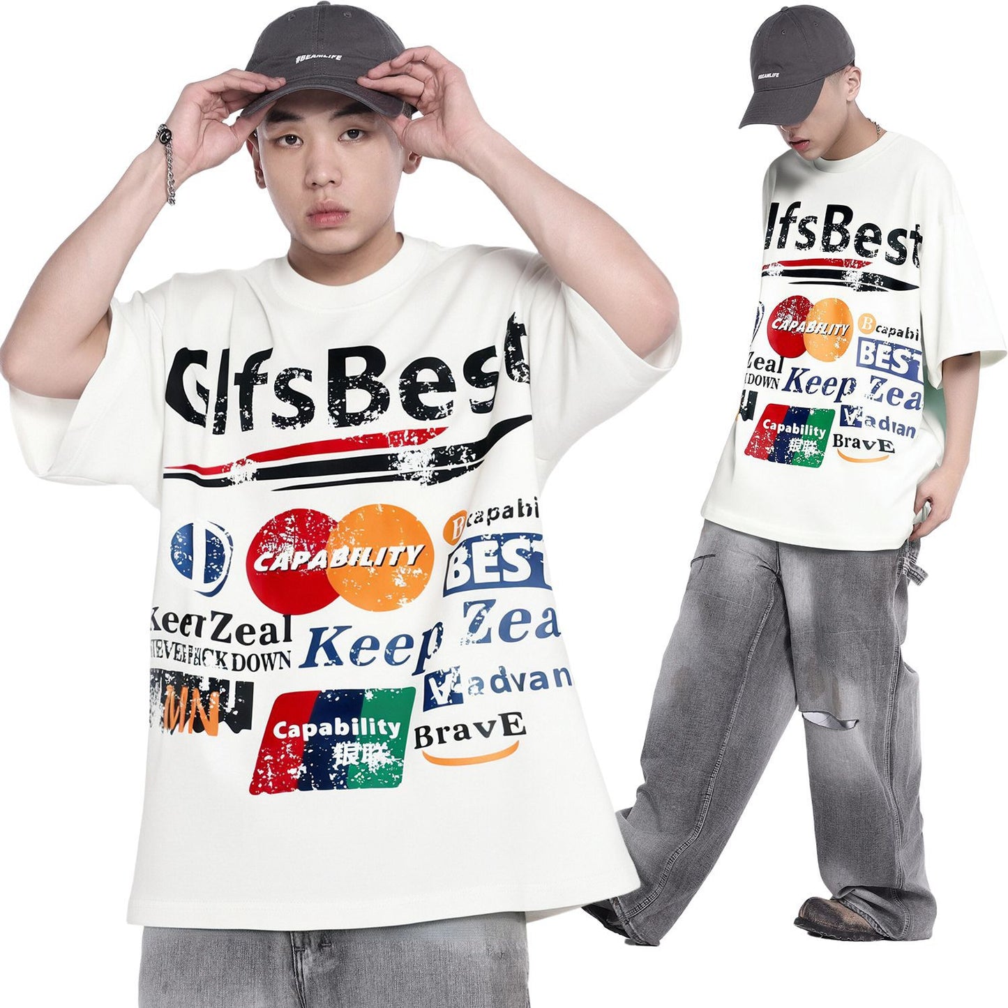 2025 T983 2025n Street 2025 Summer Neutral Creative Fun Map High Sense Design Men's Loose Short Sleeve T-Shirt