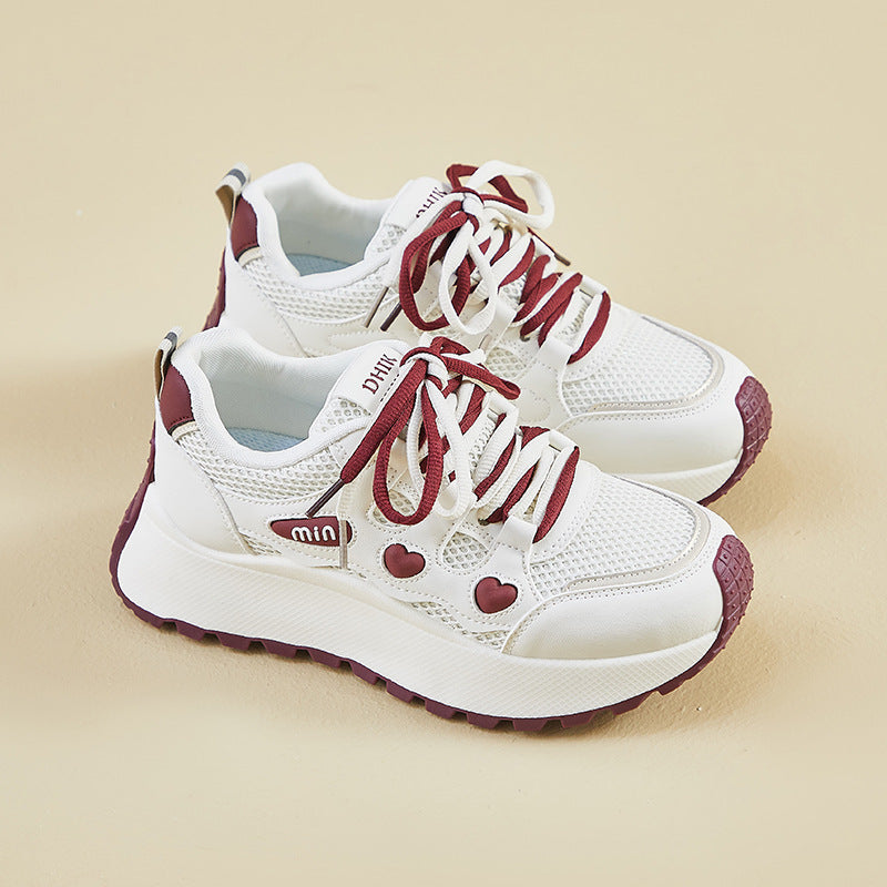 2025 ins Korean version of the new dad shoes girl spring student sports running casual thick sole height increase street shot BN029
