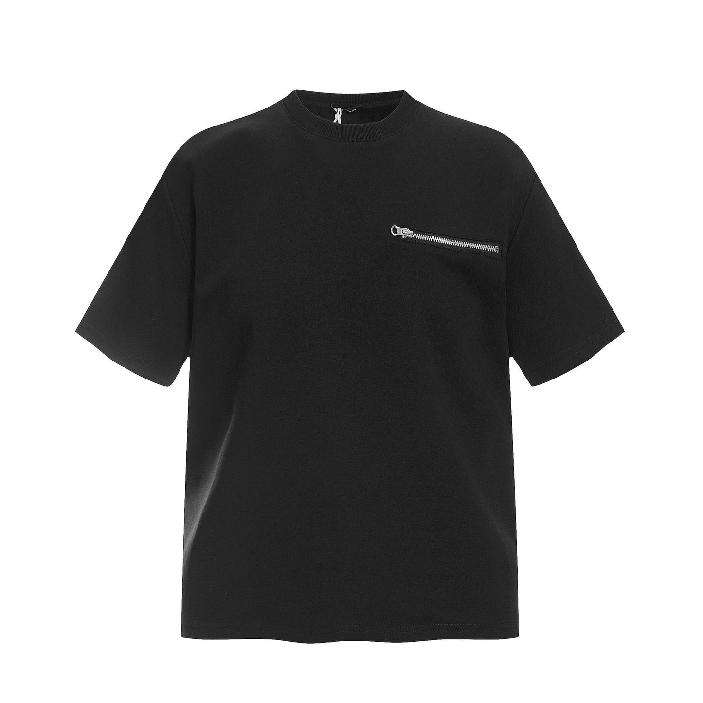 2025 0236 2025n Street 2025 Fit Solid Color Deconstruction Premium Zipper Design Men's Micro Loose Short Sleeve T-Shirt