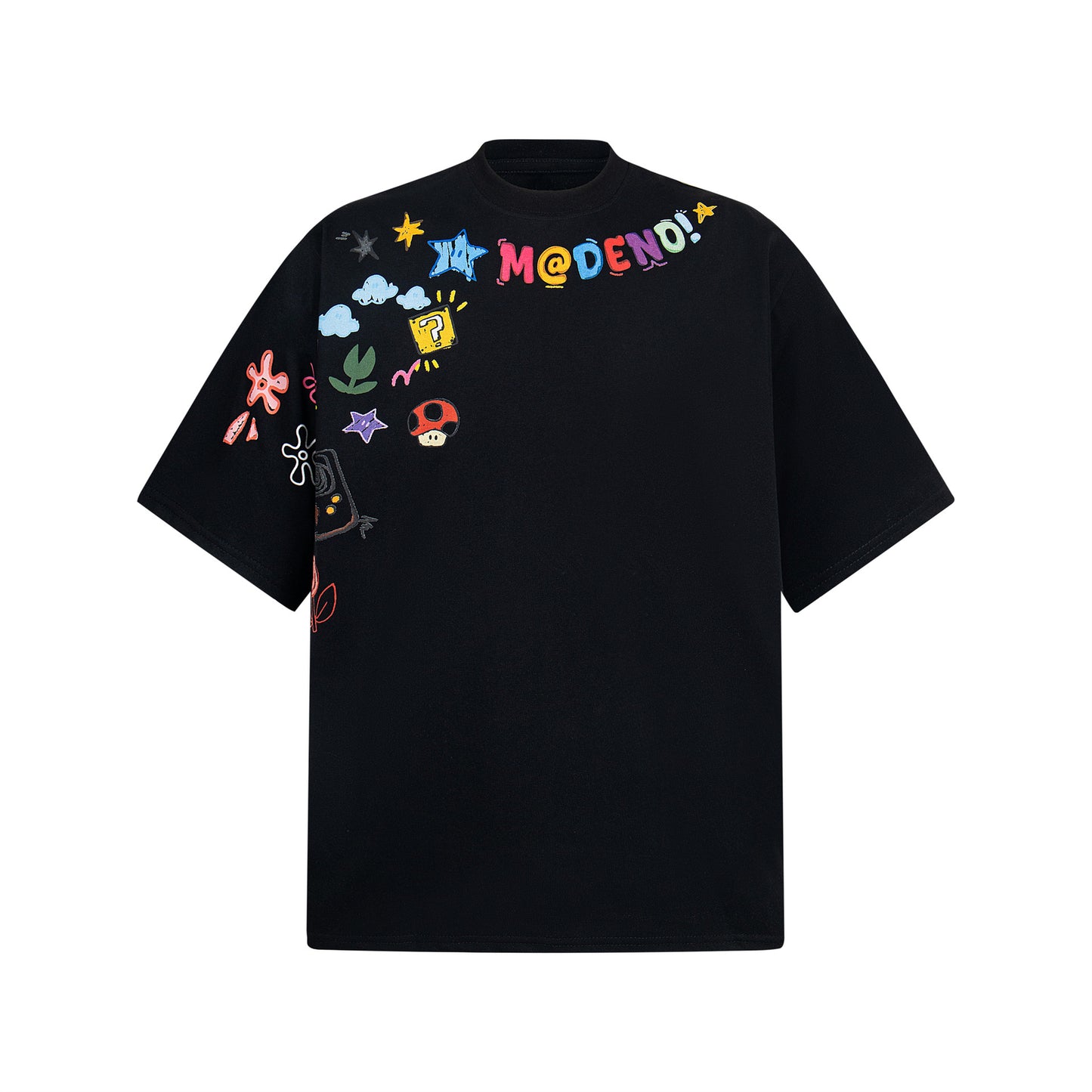 2025 2678 2025n street neutral retro creative color picture design men's loose high-end heavy short-sleeved T-shirt