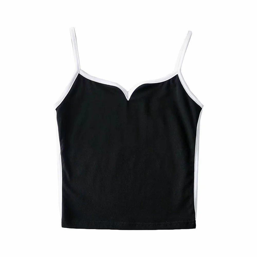 jinran dresses Kendou Blogger Hot-Selling Chicken Collar Sling 2024 Summer Edge Contrast Color Sexy Outer Wear Short Vest