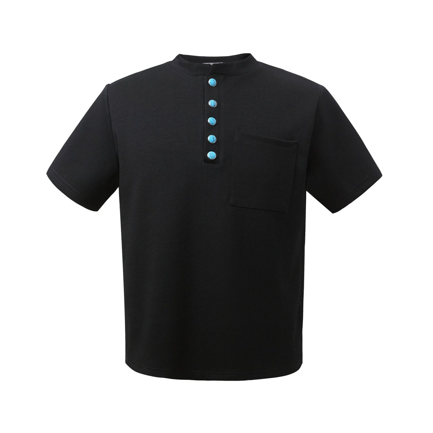 2025 K56 2025n retro deconstruction high sense turquoise street trendy men's short and wide cleanfit small collar short sleeve T-shirt
