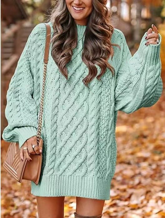 jinran fall trends 2024 outfits 2024 Knitwear Women's Long Sleeve Loose Half Turtleneck Collar Thick Needle Pullover plus Size Solid Color Sweater Coat Autumn and Winter