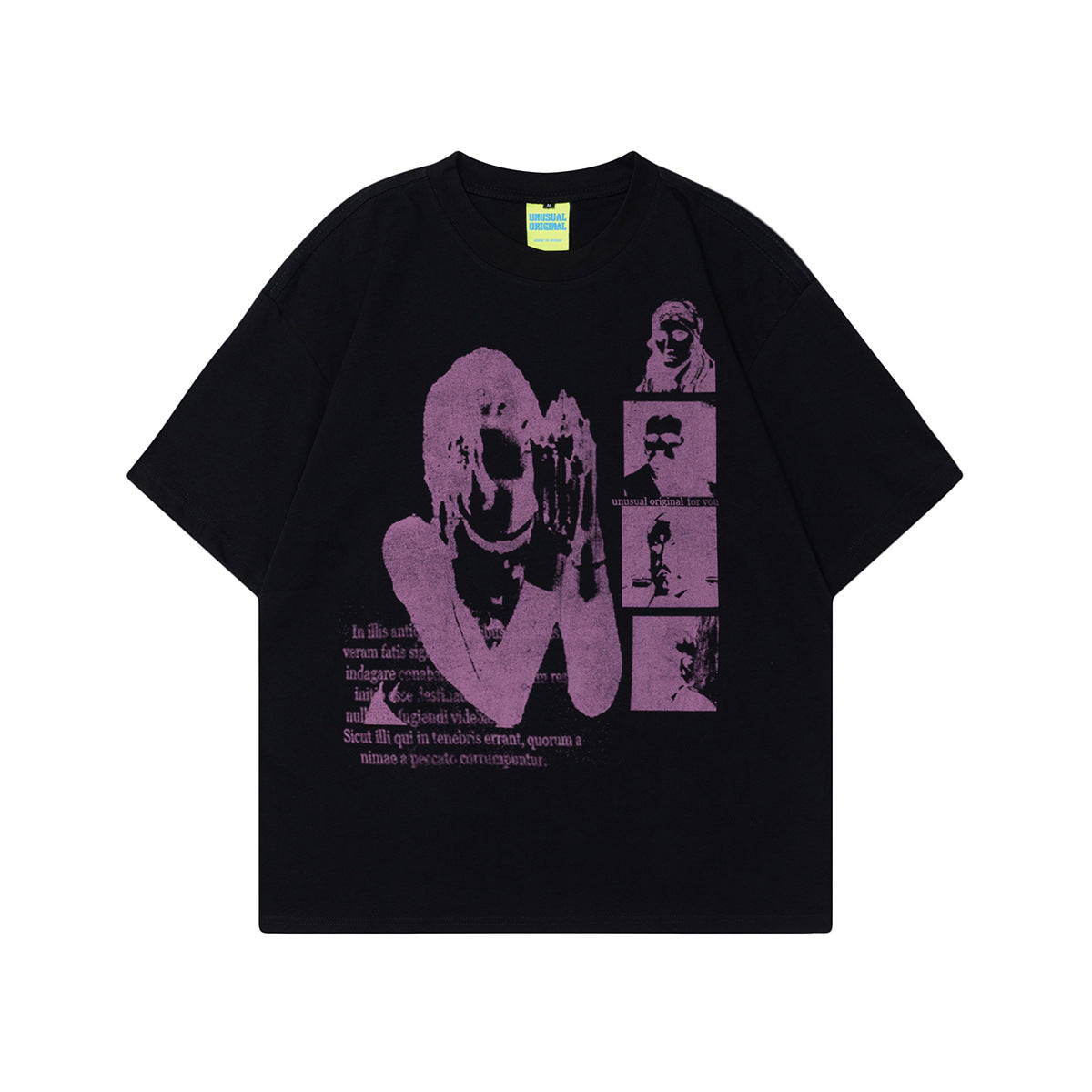 2025 T1102 2025n 2025 Summer Neutral High Sense Painting Character Design Retro Men's High Sense Short Sleeve T-Shirt