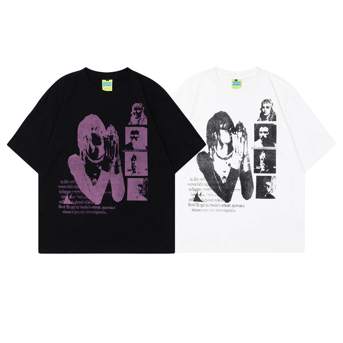 2025 T1102 2025n 2025 Summer Neutral High Sense Painting Character Design Retro Men's High Sense Short Sleeve T-Shirt
