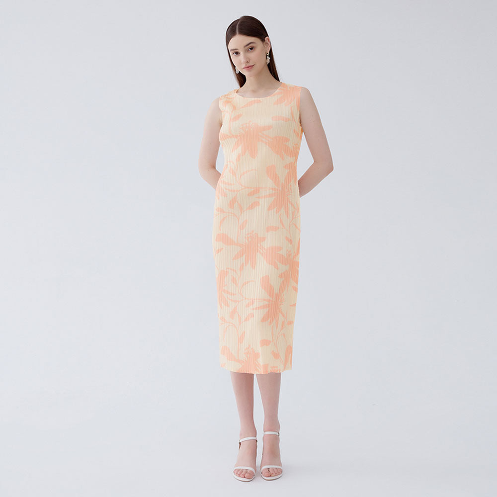 2025 summer new elegant flower A-shaped skirt thin Korean version medium and long dress printed slim sleeveless skirt women