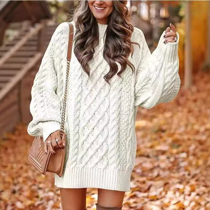 jinran fall trends 2024 outfits 2024 Knitwear Women's Long Sleeve Loose Half Turtleneck Collar Thick Needle Pullover plus Size Solid Color Sweater Coat Autumn and Winter