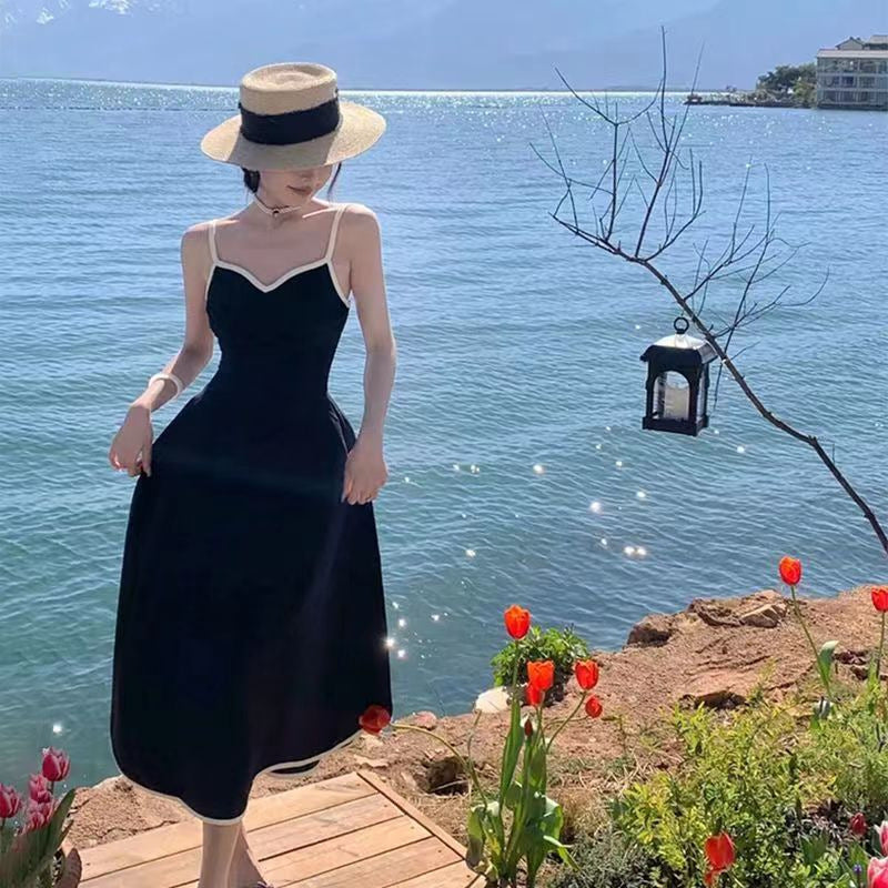 jinran dresses Fashionable French Elegant High-End Dress Dress Spring/Summer 2024 plus Size Hepburn Style Retro Suspender Dress for Women