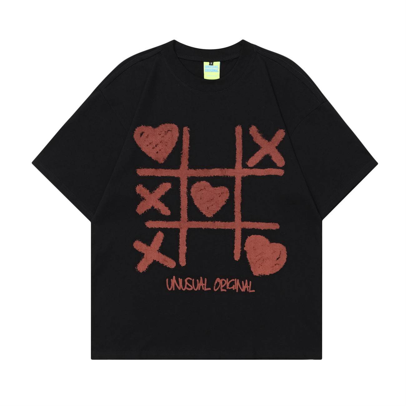 2025 T1008 2025n Street Tide 2025 Summer Men's and Women's Jiugongge Element Love Design Men's Loose Short Sleeve T-Shirt